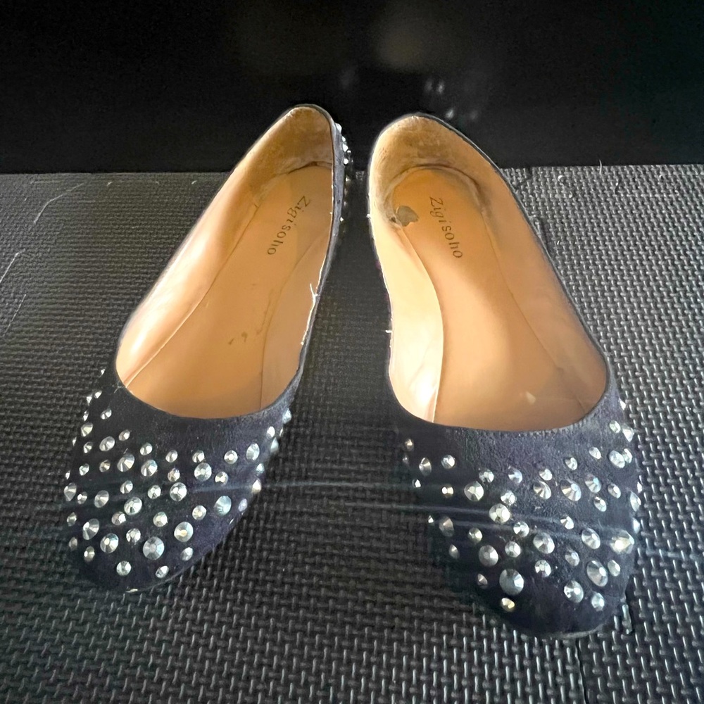 Zigi soho black flats with gem embellishments